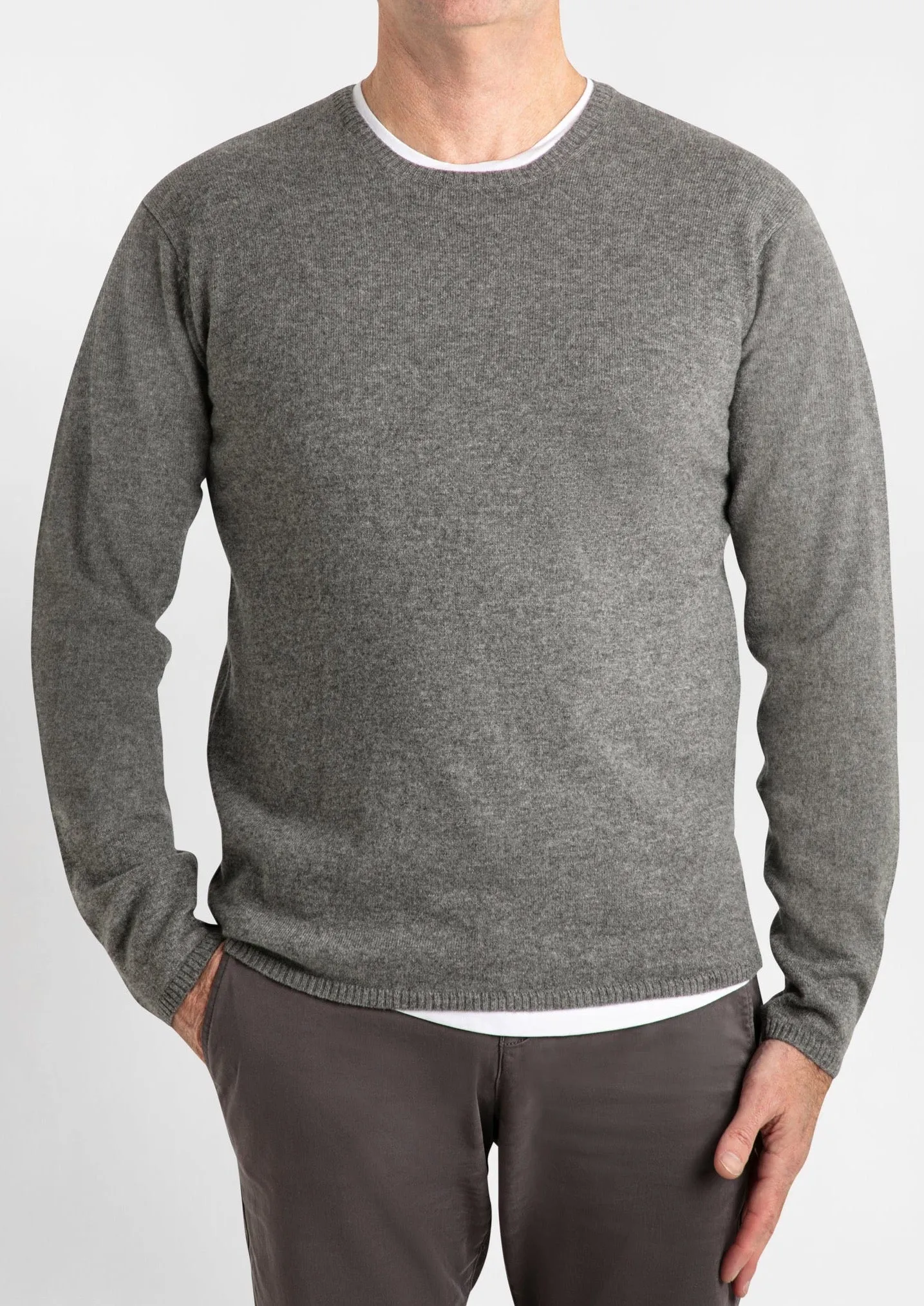 Cashmere Mens Crew Neck in Charcoal