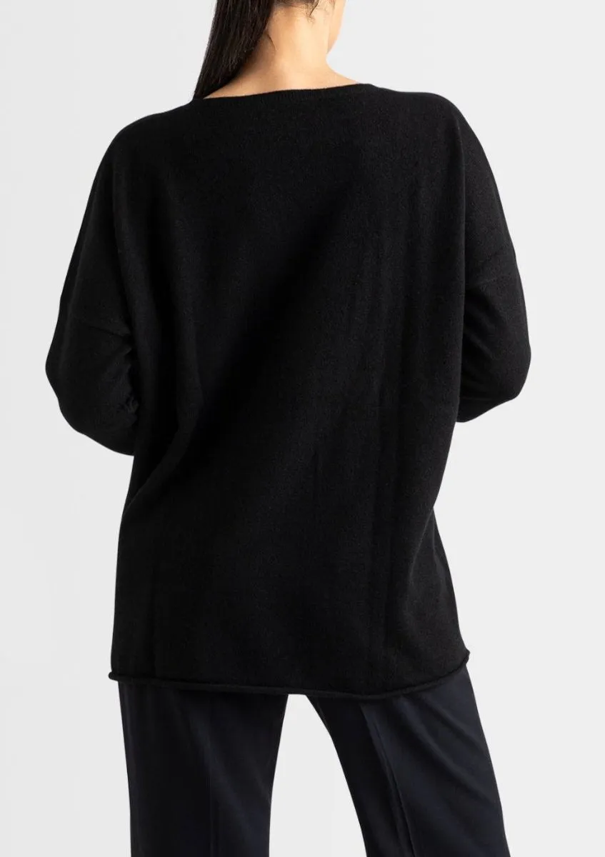 Cashmere Rachel Oversized Knit in Black