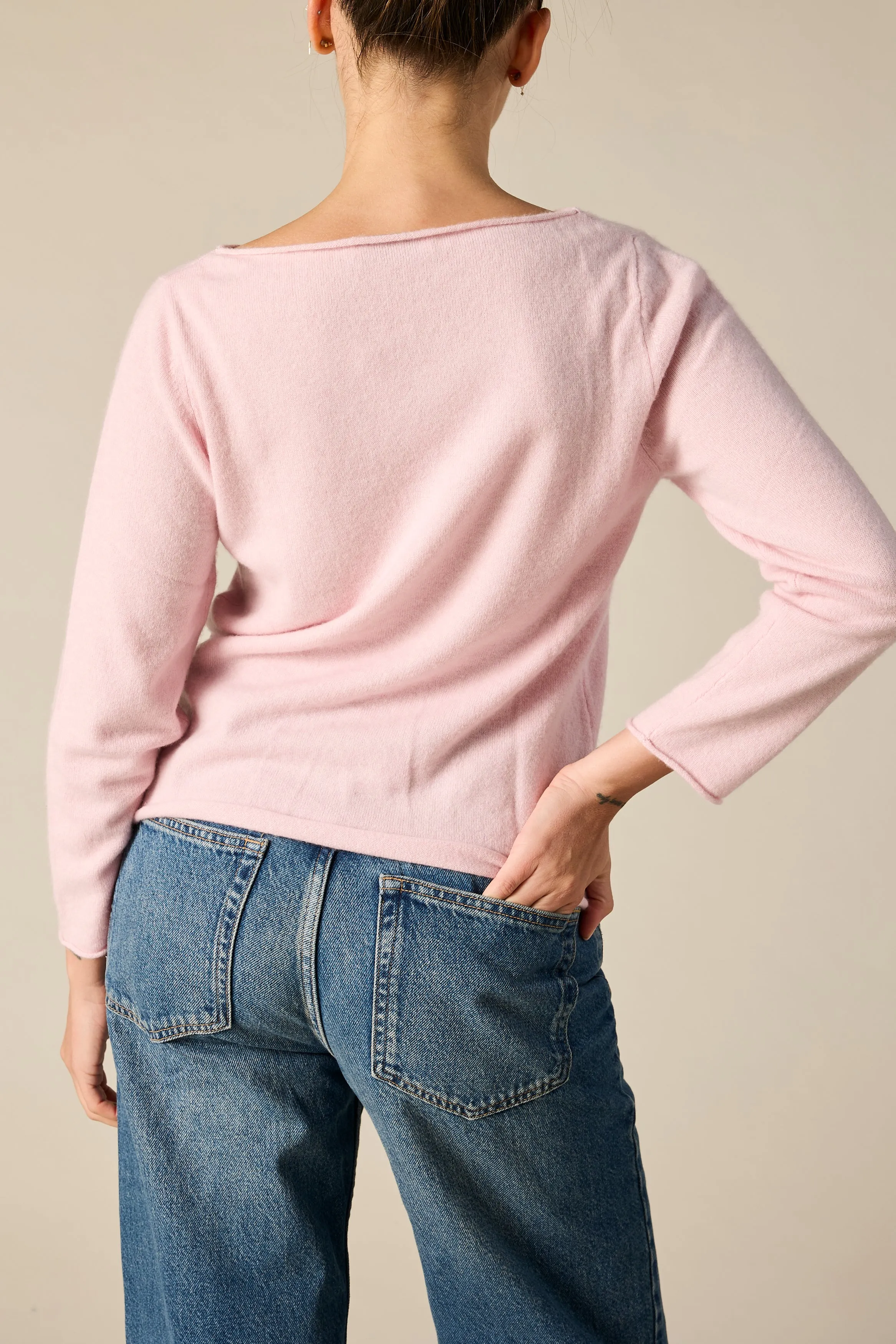 Cashmere Sail Away Bateau in Prettiest Pink