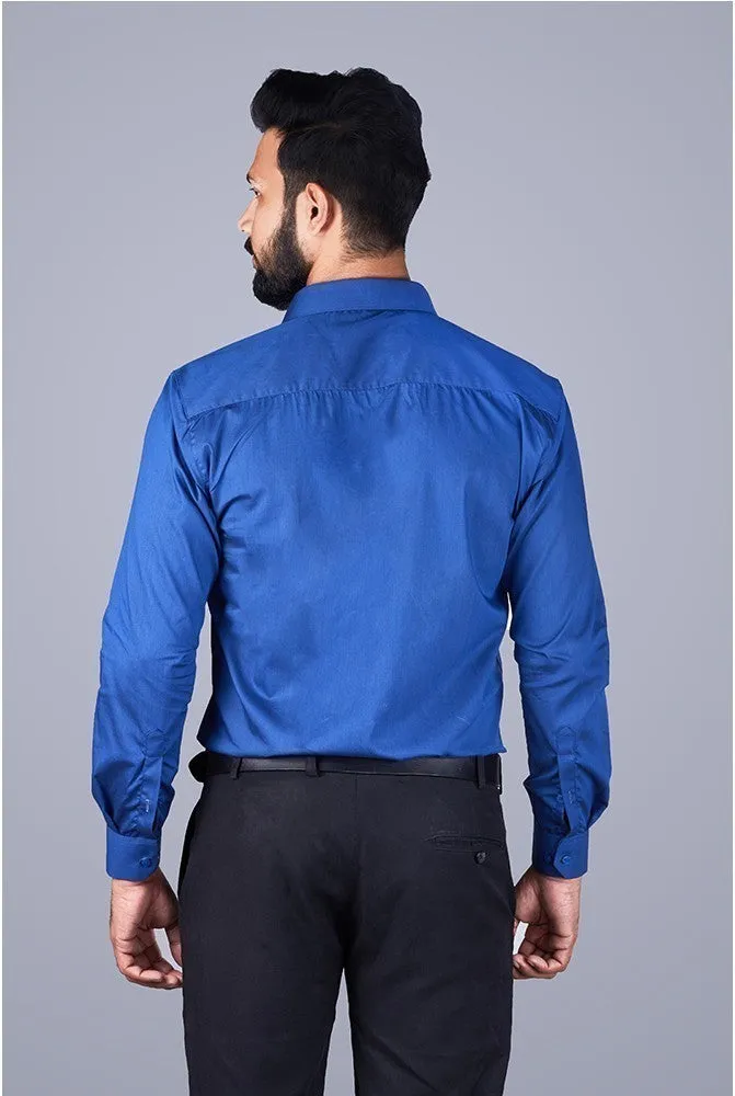 Casual Shirts for Men - Royal Blue Pinstripe Self Design Shirt