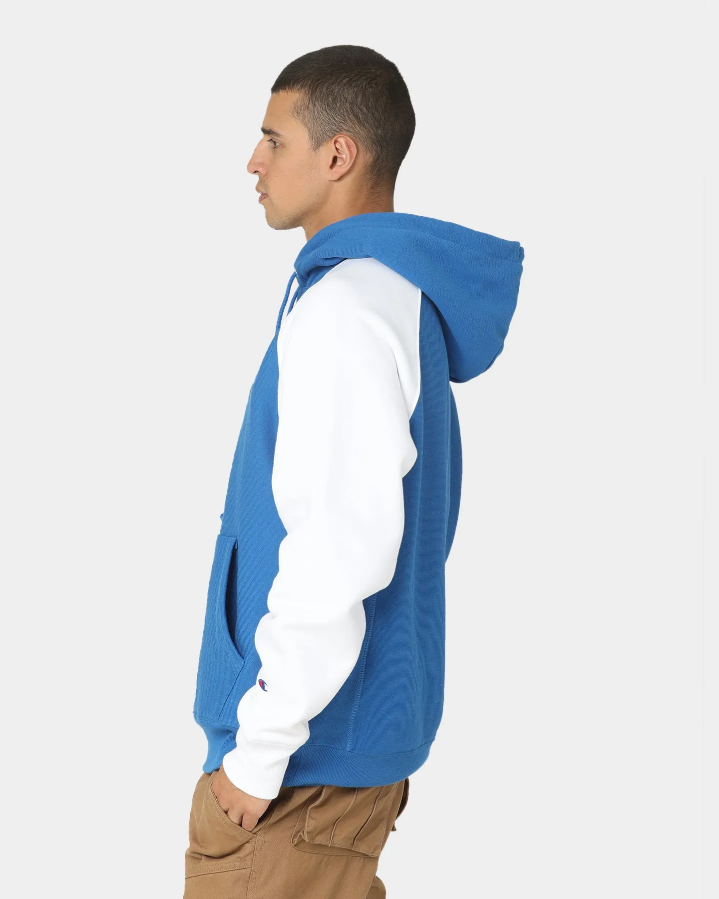 Champion Reverse Weave Raglan Hoodie Living In Blue