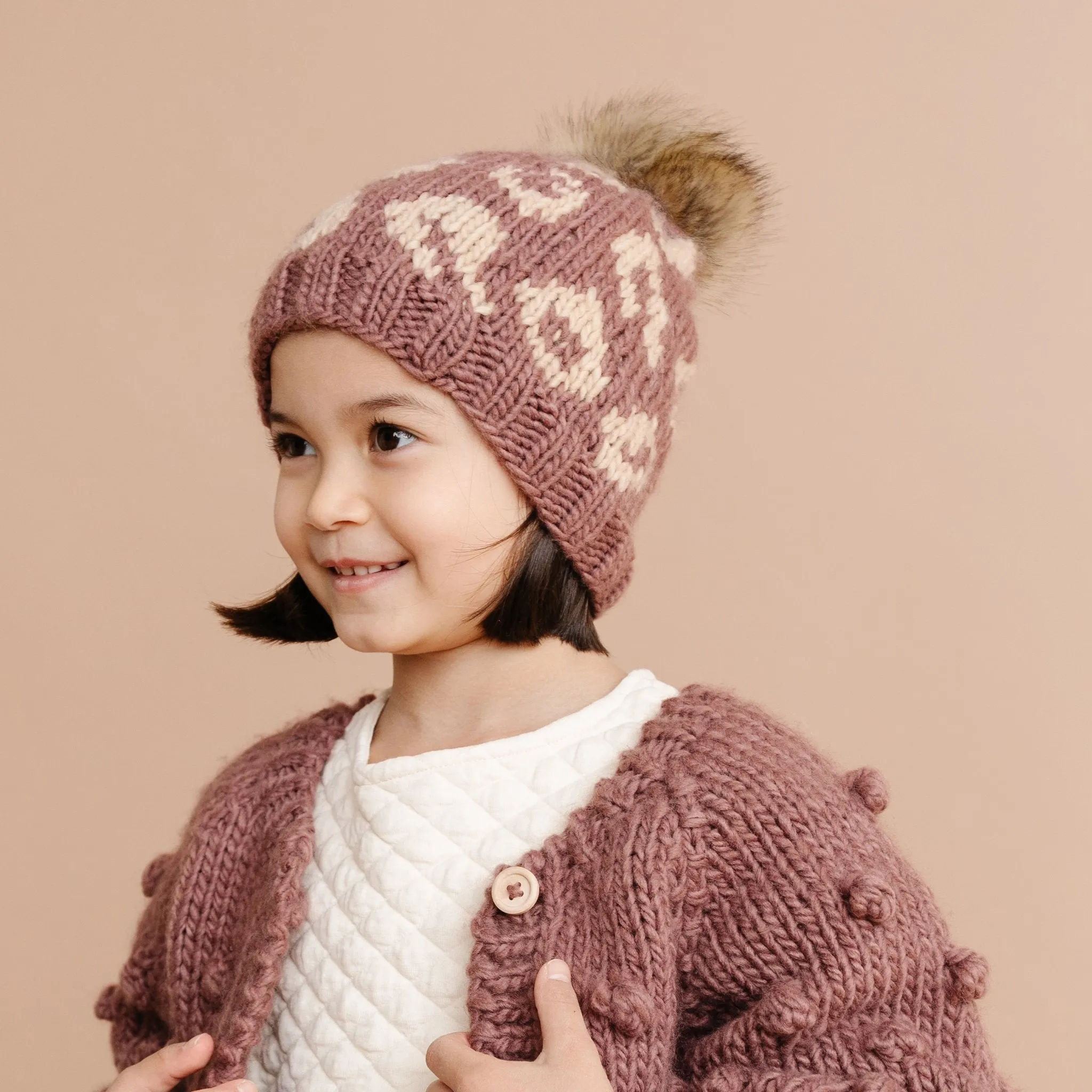 Cheetah Hat, Mauve/Latte