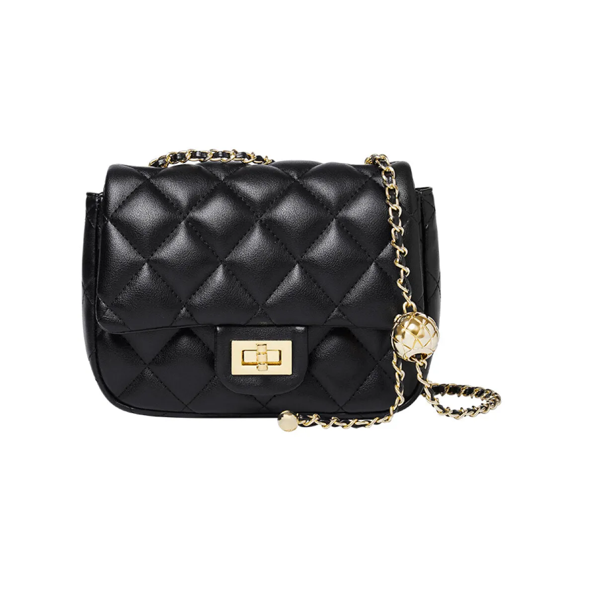 Chic Black Diamond Quilted Chain Leather Bag