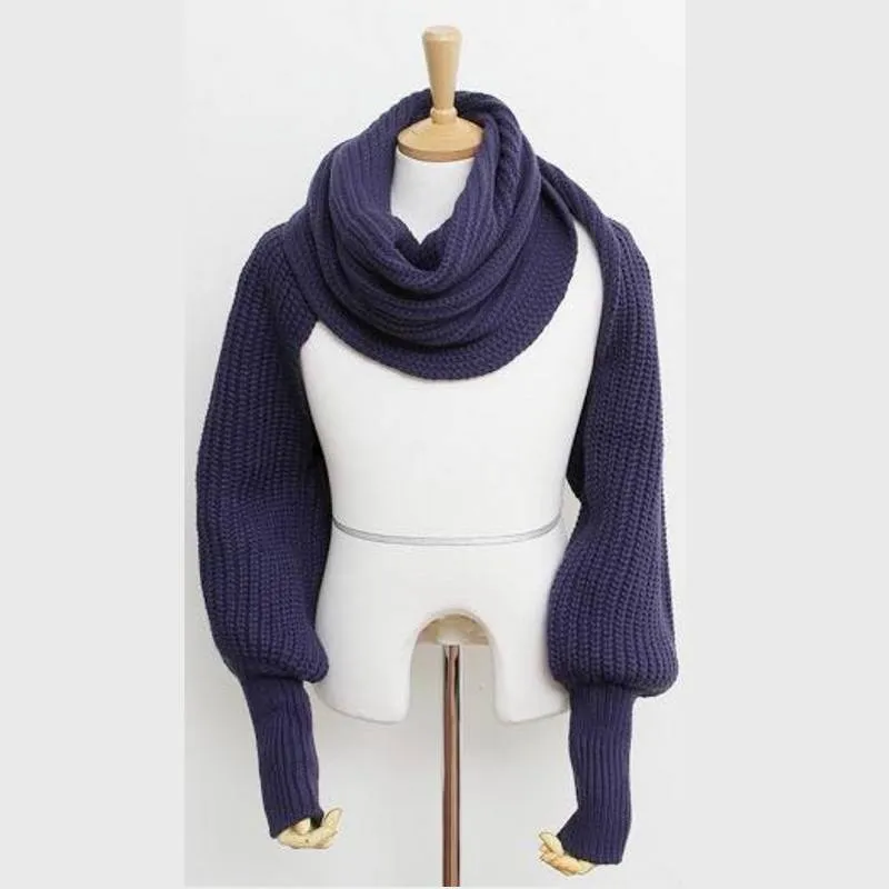 Chic Winter Scarf With Sleeves