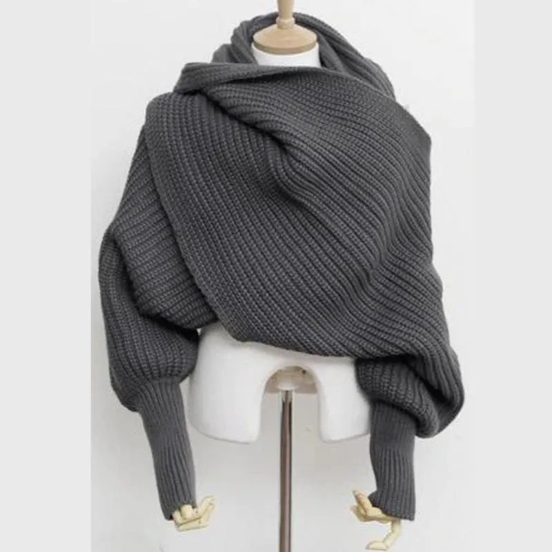 Chic Winter Scarf With Sleeves