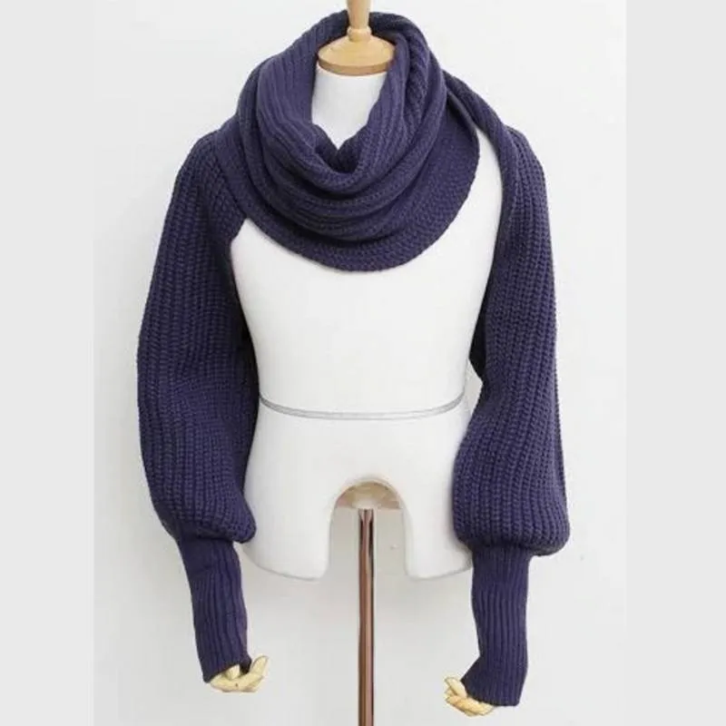 Chic Winter Scarf With Sleeves