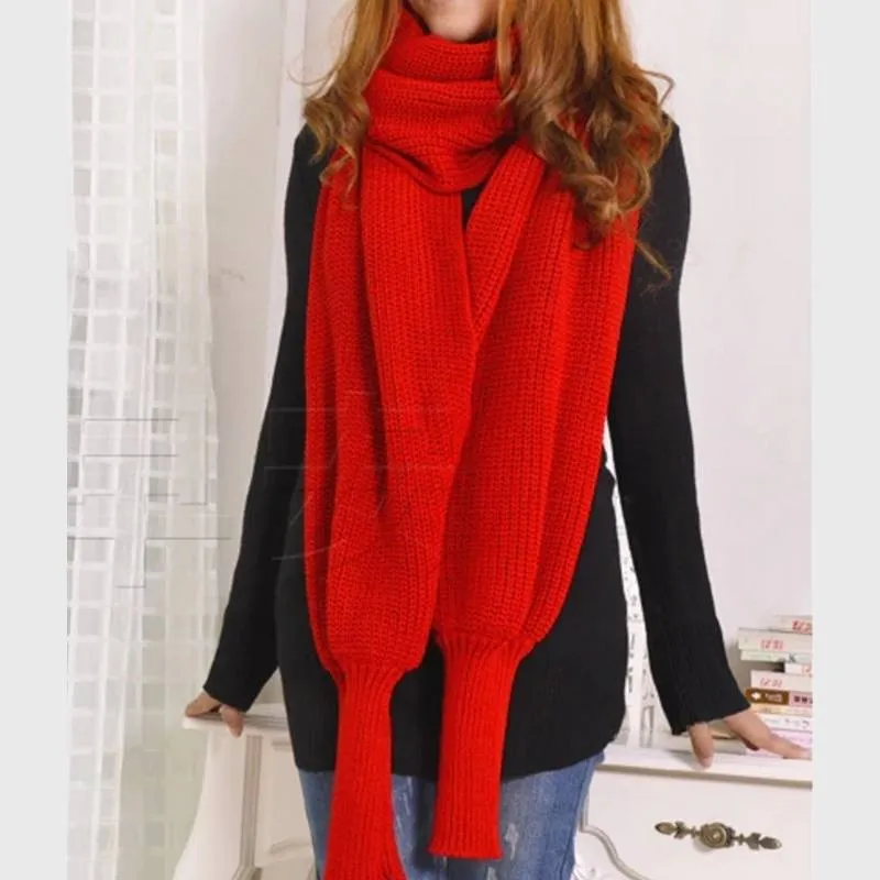 Chic Winter Scarf With Sleeves