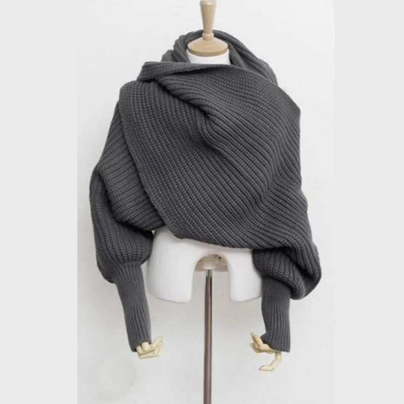 Chic Winter Scarf With Sleeves