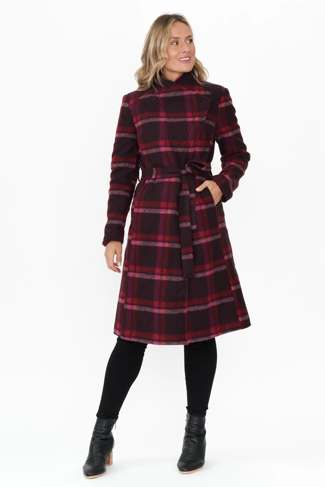 Choose You Red Check Tie Coat