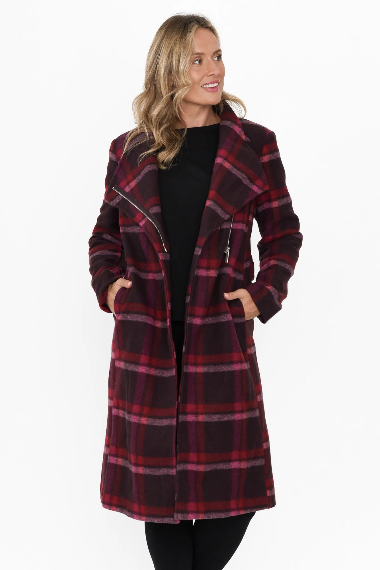 Choose You Red Check Tie Coat