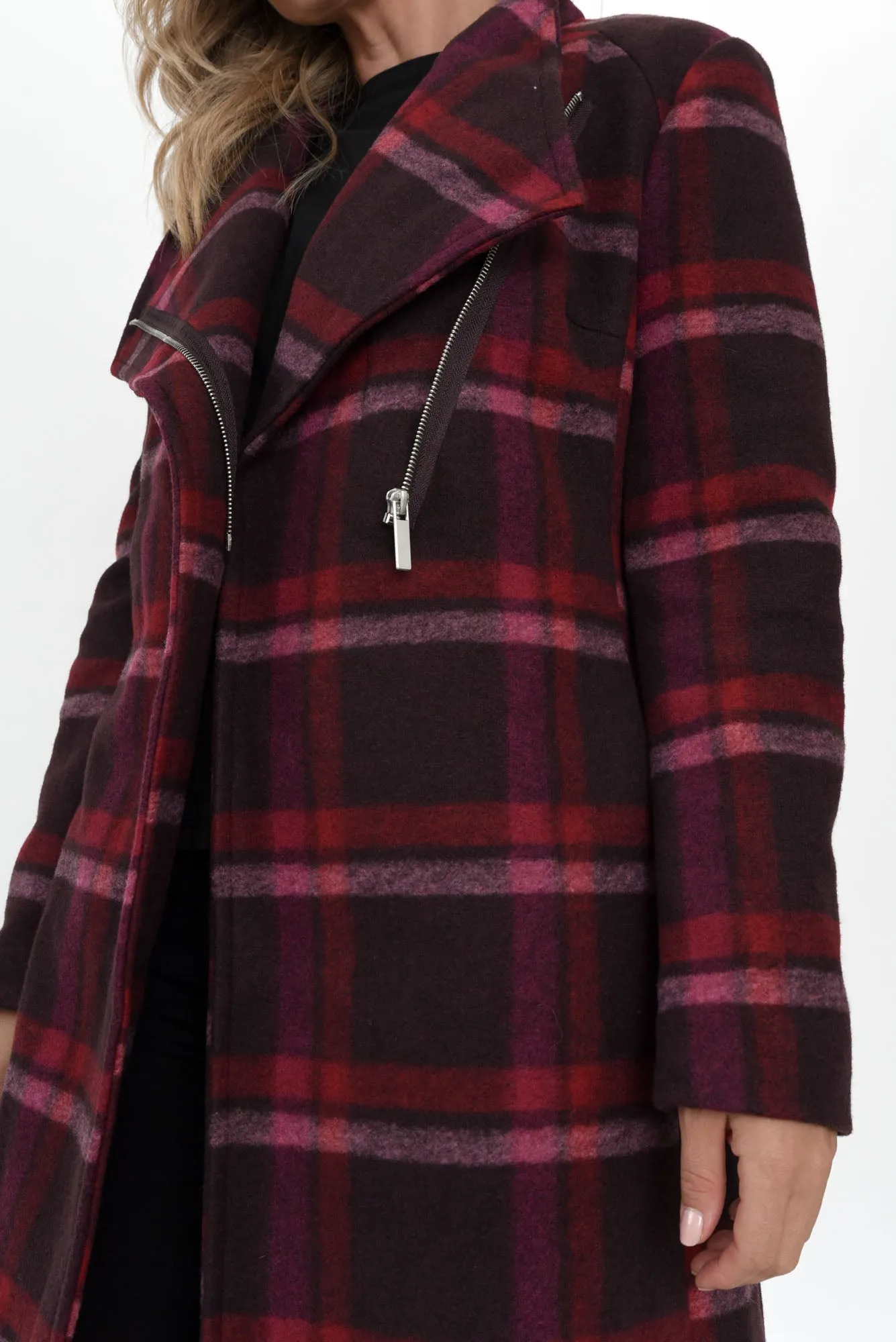 Choose You Red Check Tie Coat