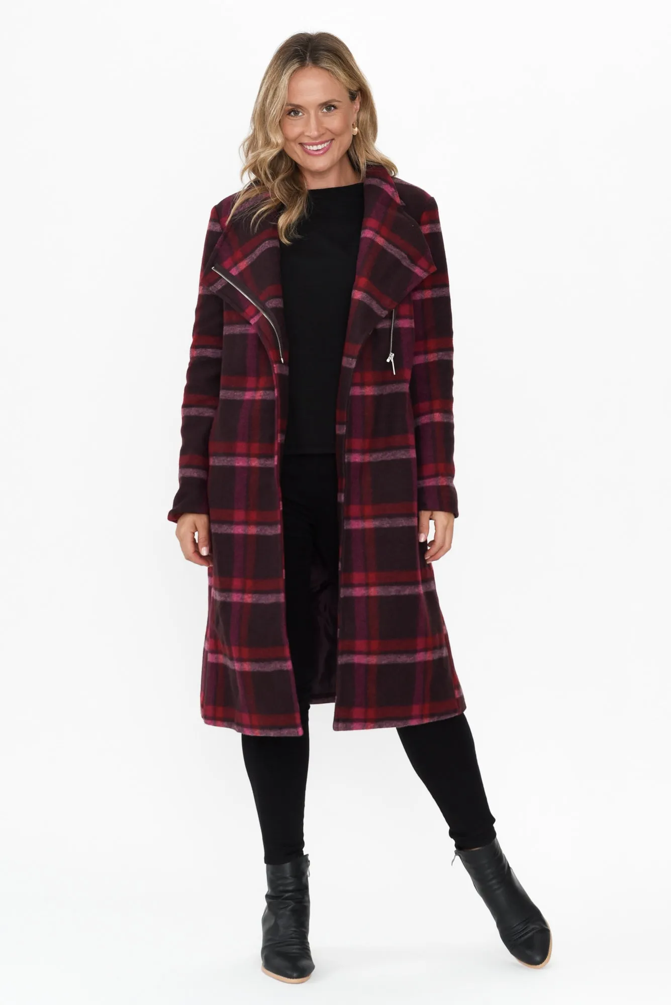 Choose You Red Check Tie Coat