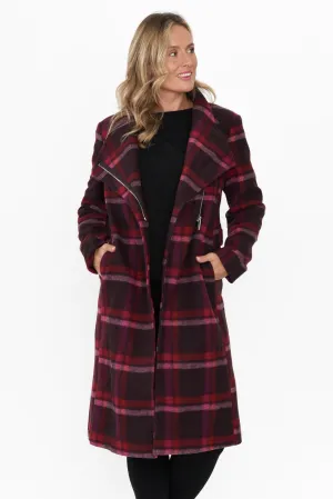 Choose You Red Check Tie Coat