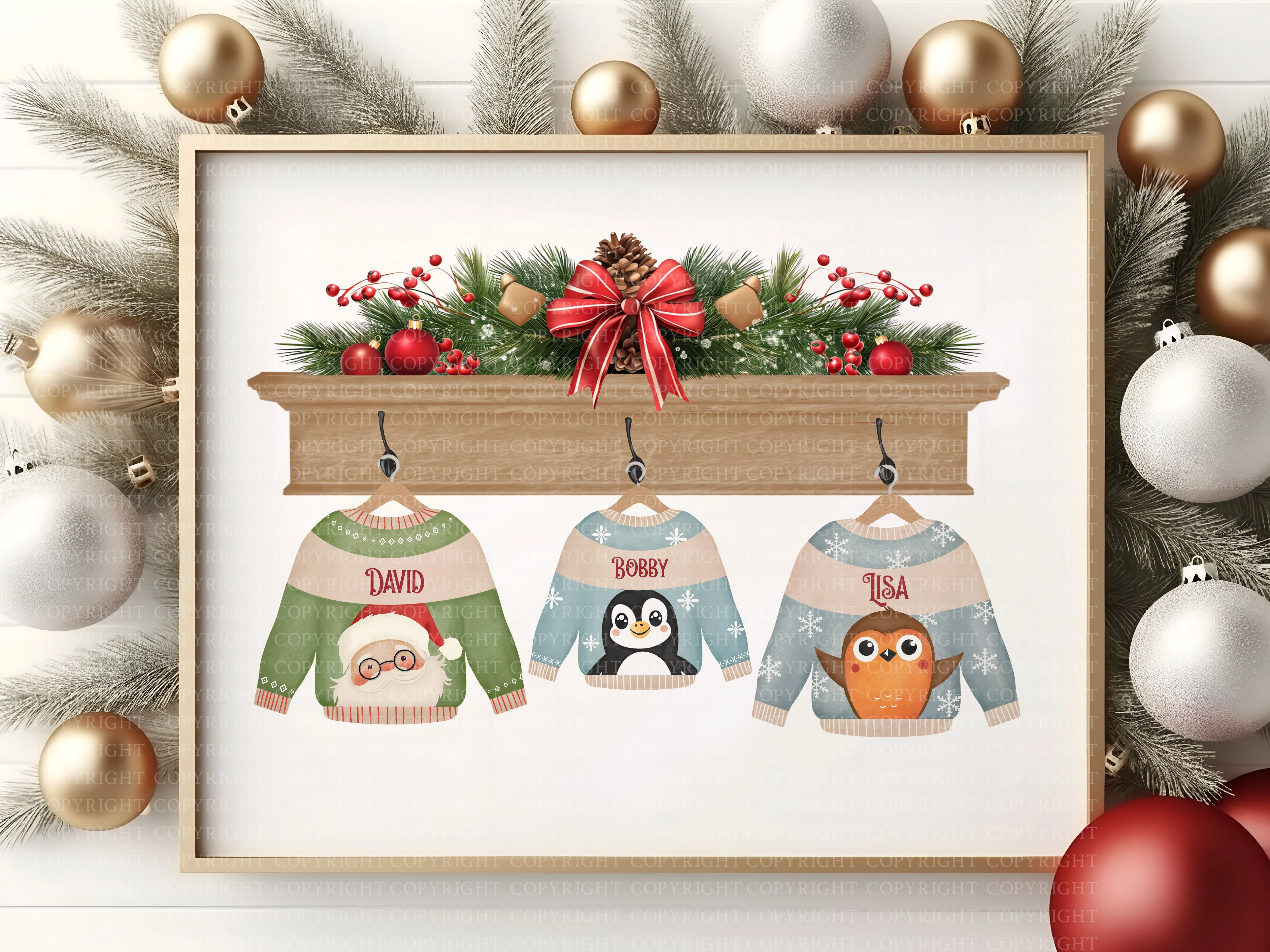 Christmas Jumper Family Print A3 or A4