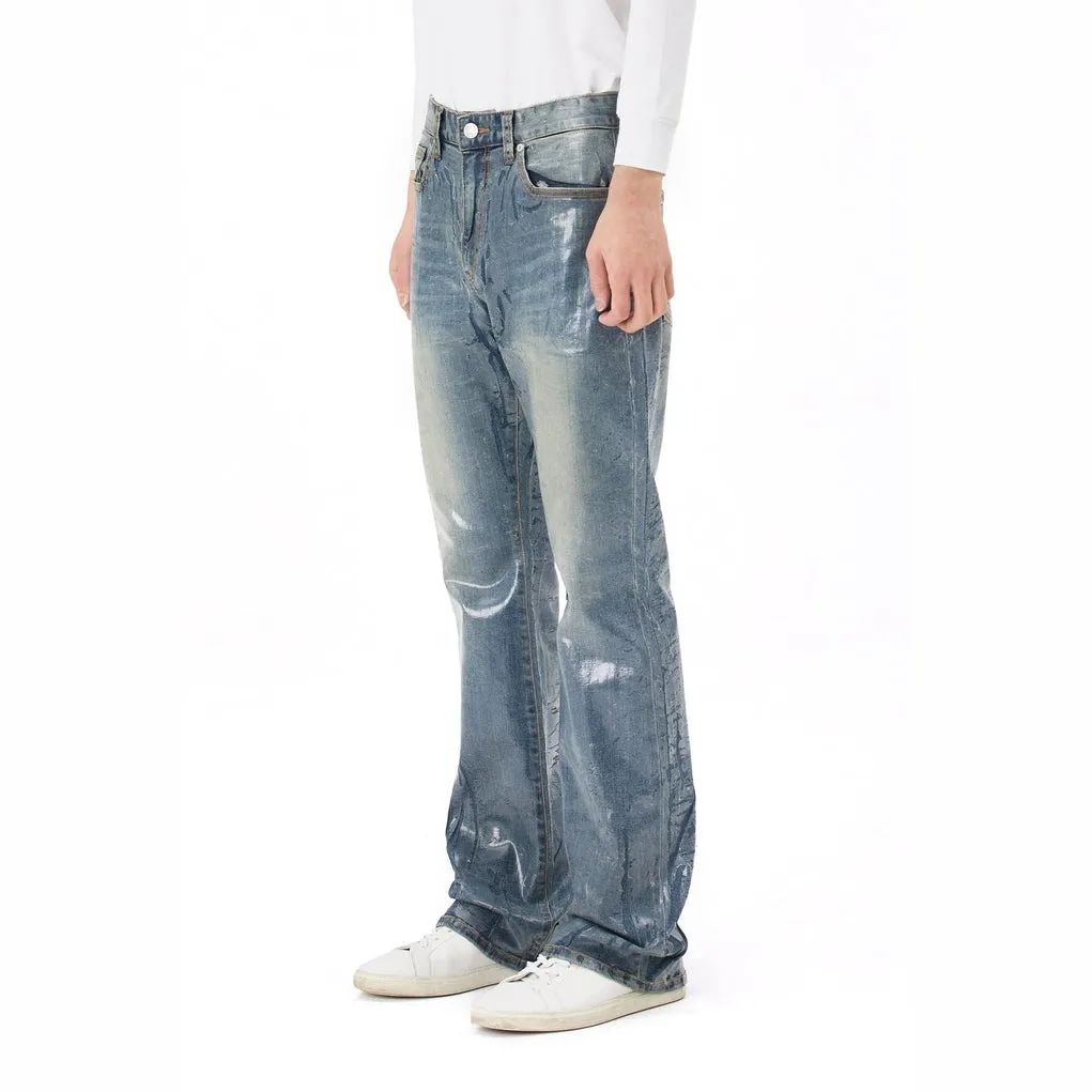 Clear Foil Denim Pants - Clear Foil Blue