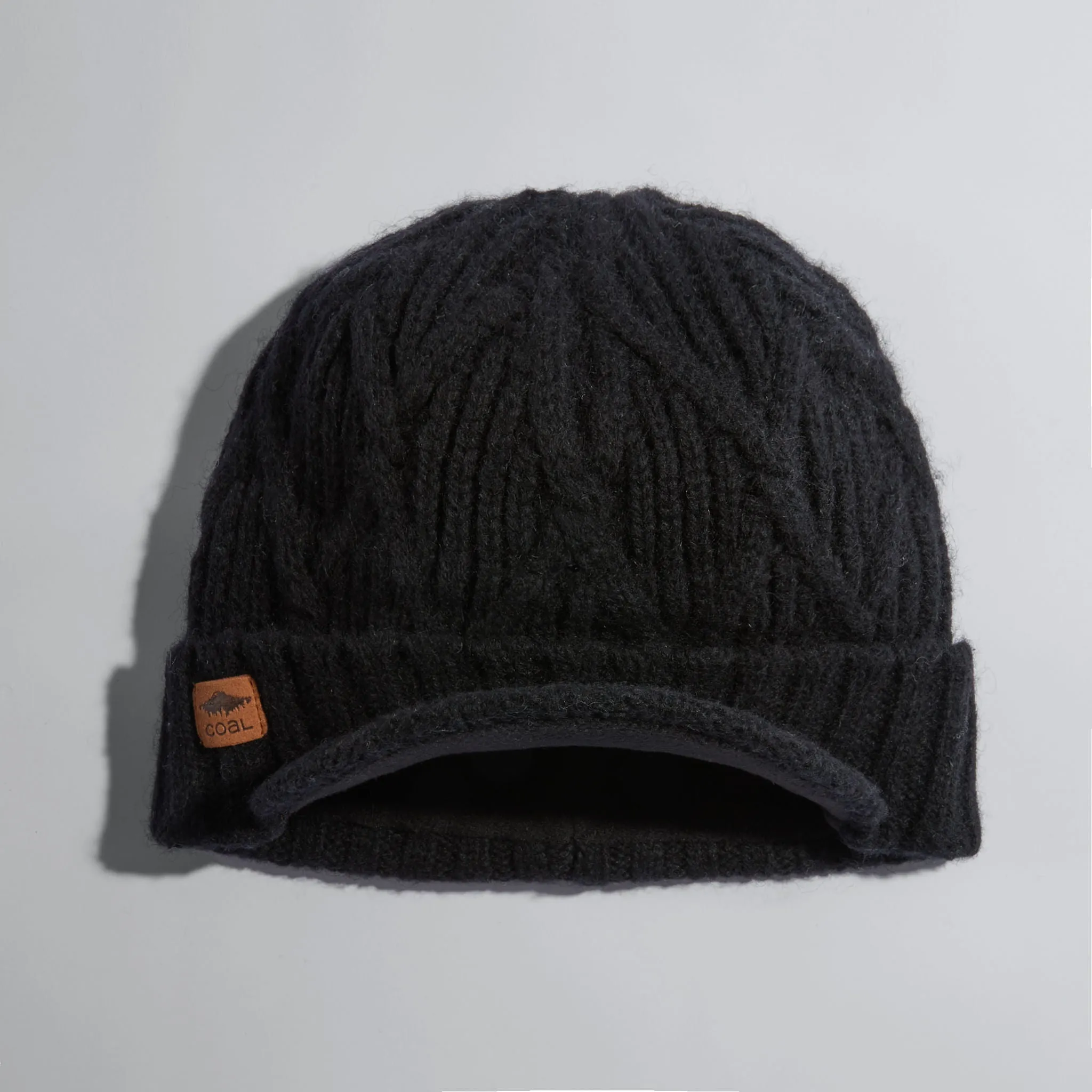 Coal Yukon Cable Knit Wool Brim Beanie