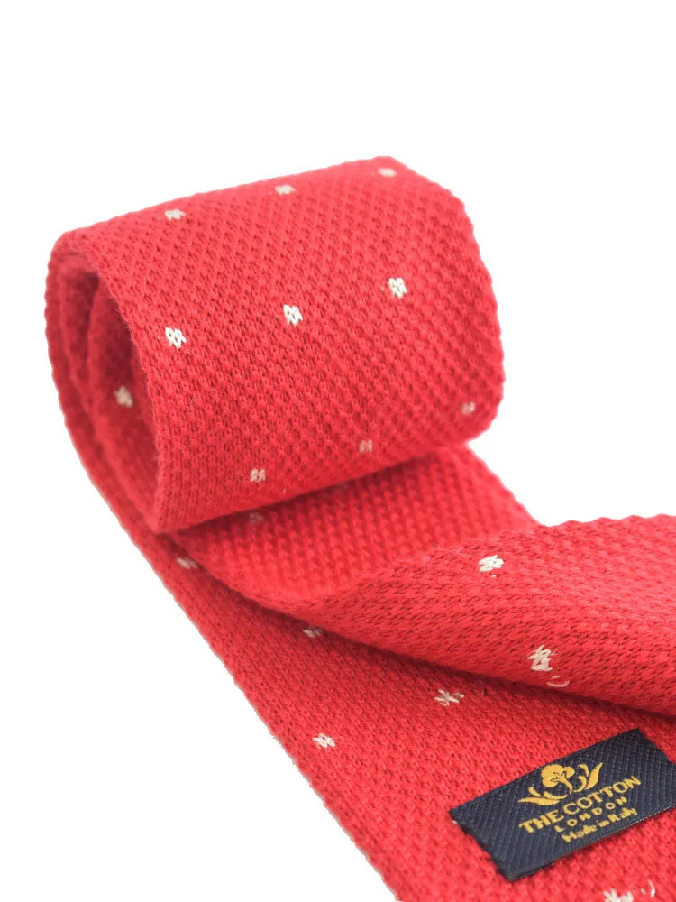 Compact Weave Pindot Knitted Tie – Red