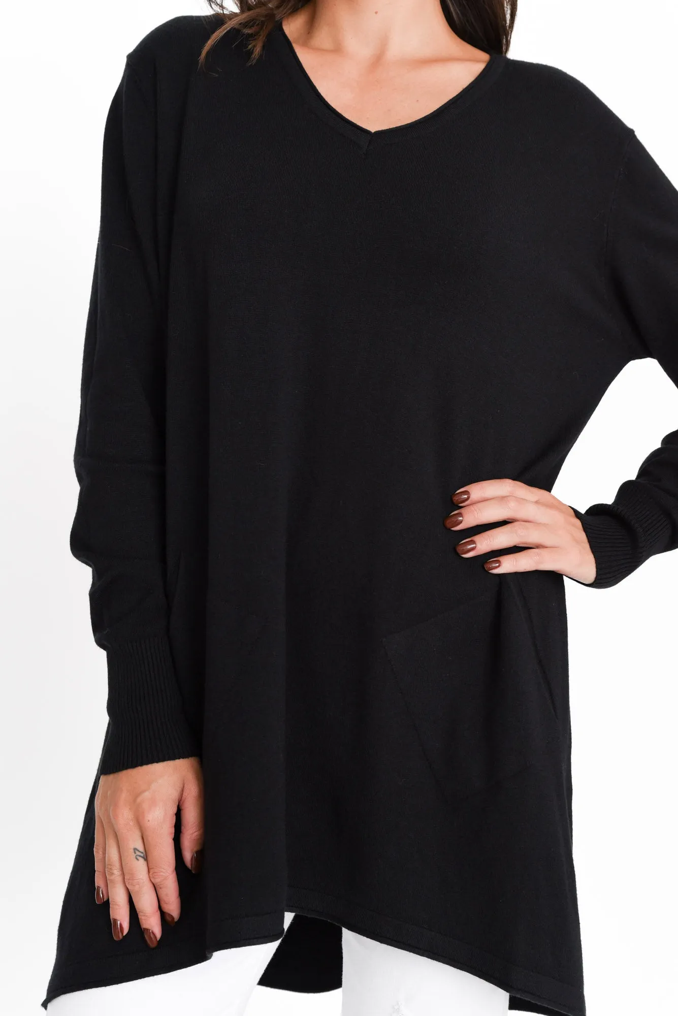 Connell Black Knit Pocket Jumper