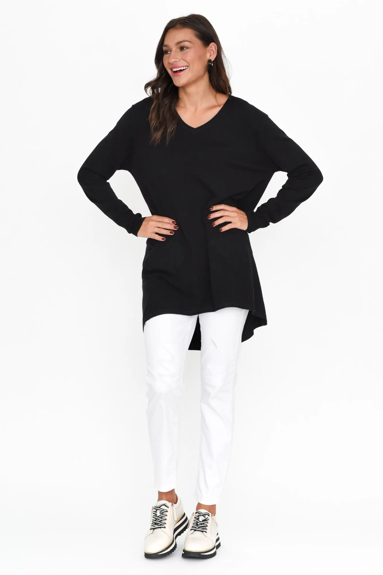 Connell Black Knit Pocket Jumper