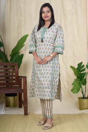 Cotton Kurta Set for Women - Hand Block Printed Kurta Sets for Ladies