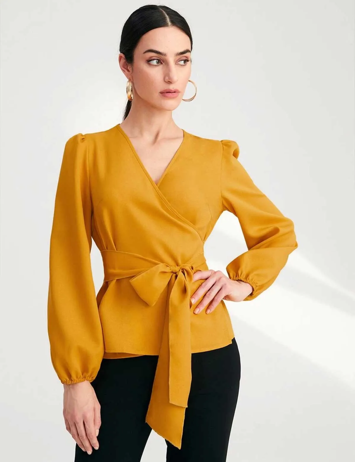 Cross Neck Tops - Yellow