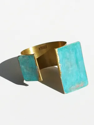 Cuff Bracelet Patina on Gold Plated Brass