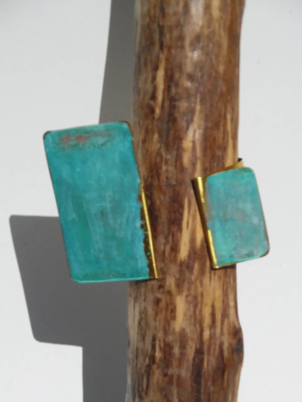 Cuff Bracelet Patina on Gold Plated Brass