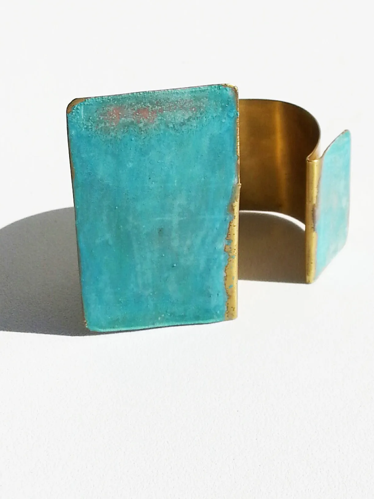 Cuff Bracelet Patina on Gold Plated Brass