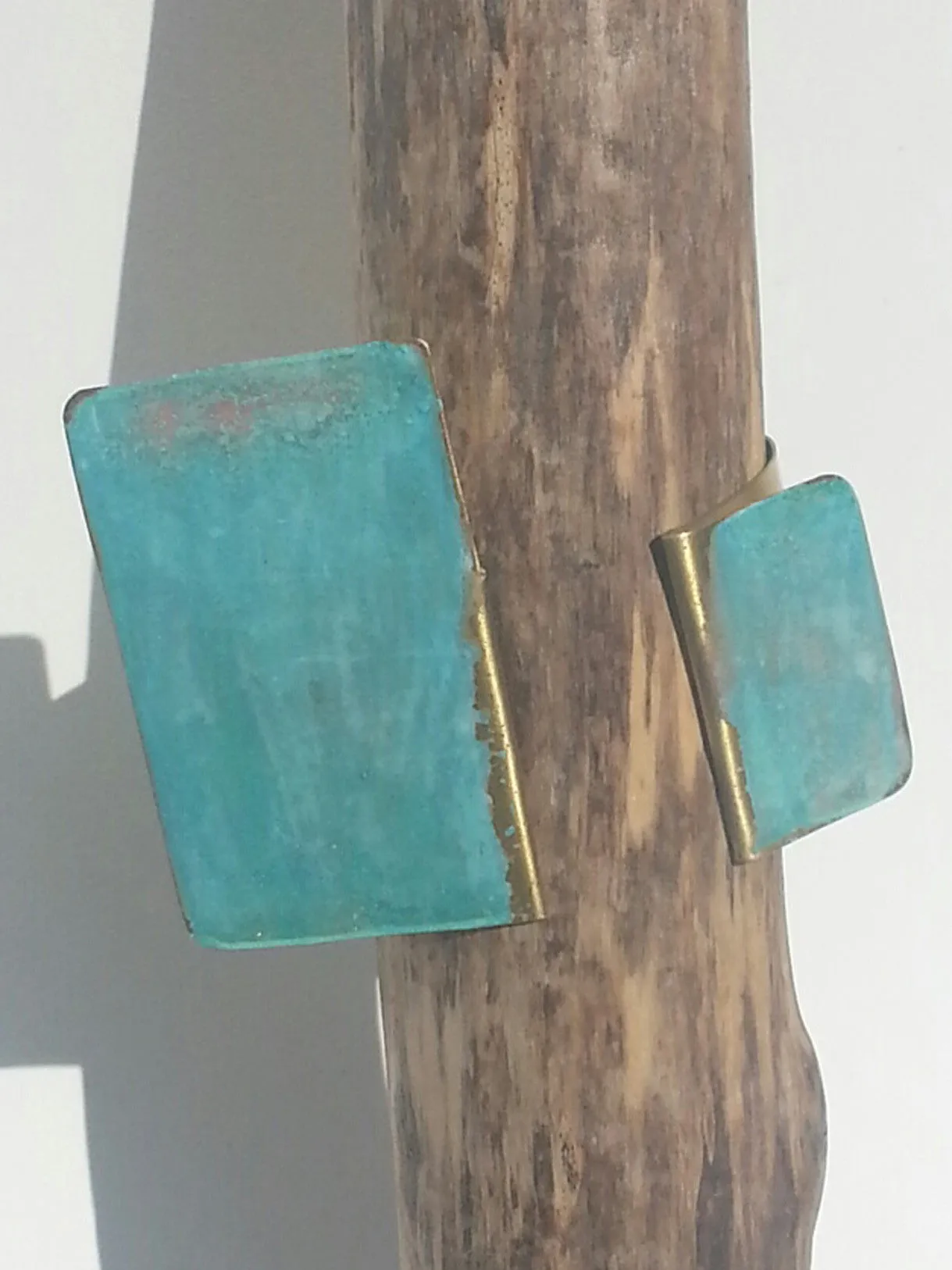 Cuff Bracelet Patina on Gold Plated Brass