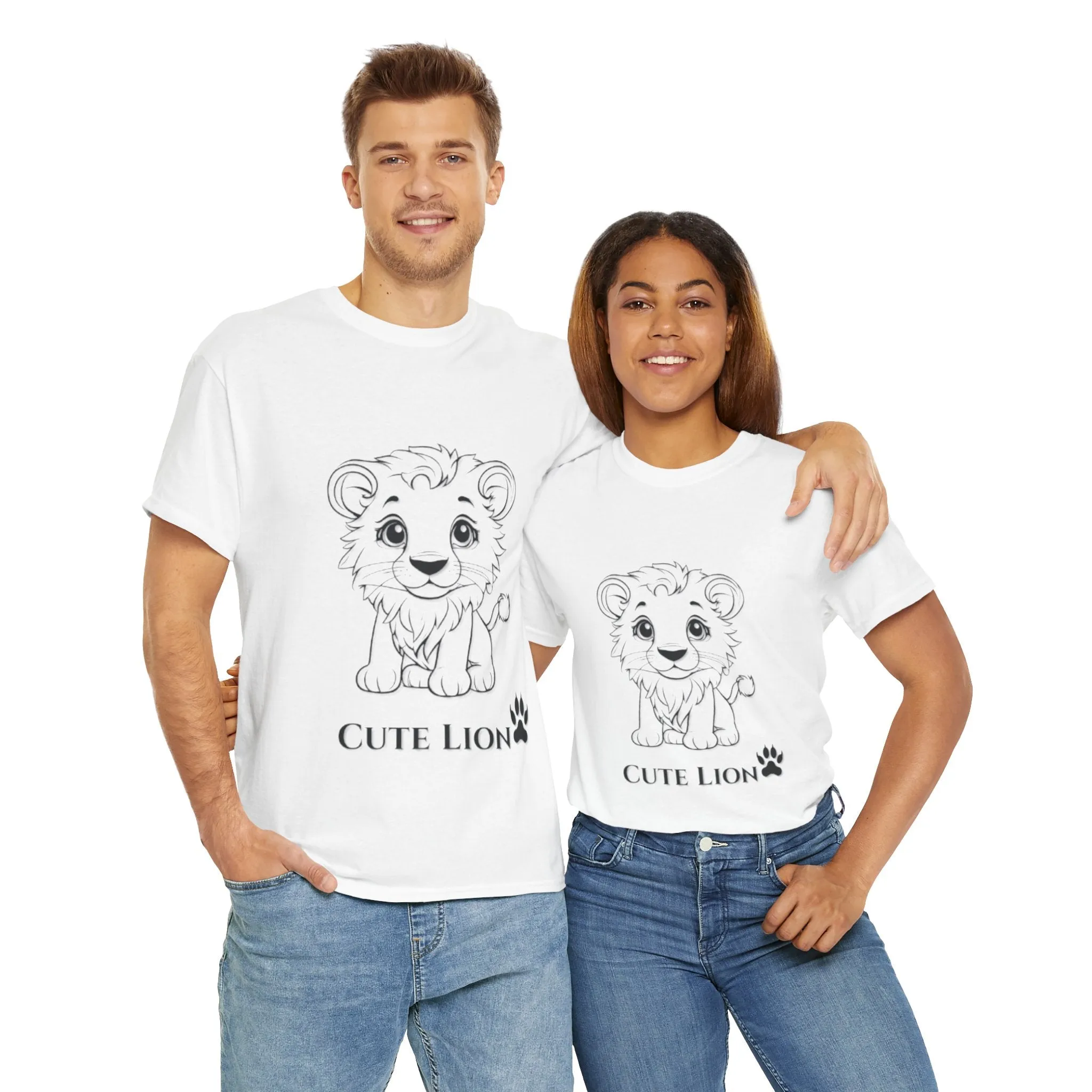 Cute Lion design Unisex Heavy Cotton Tee