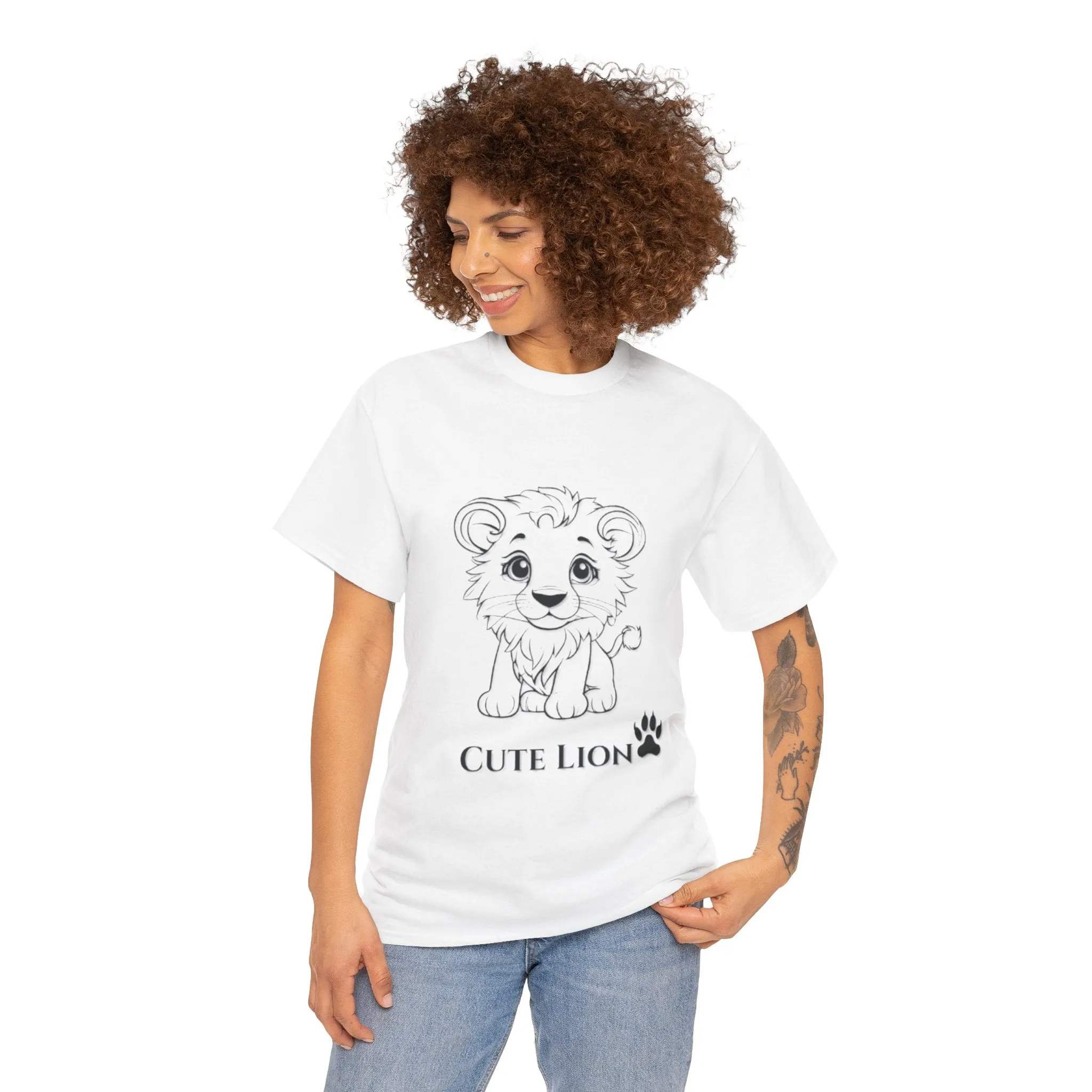 Cute Lion design Unisex Heavy Cotton Tee