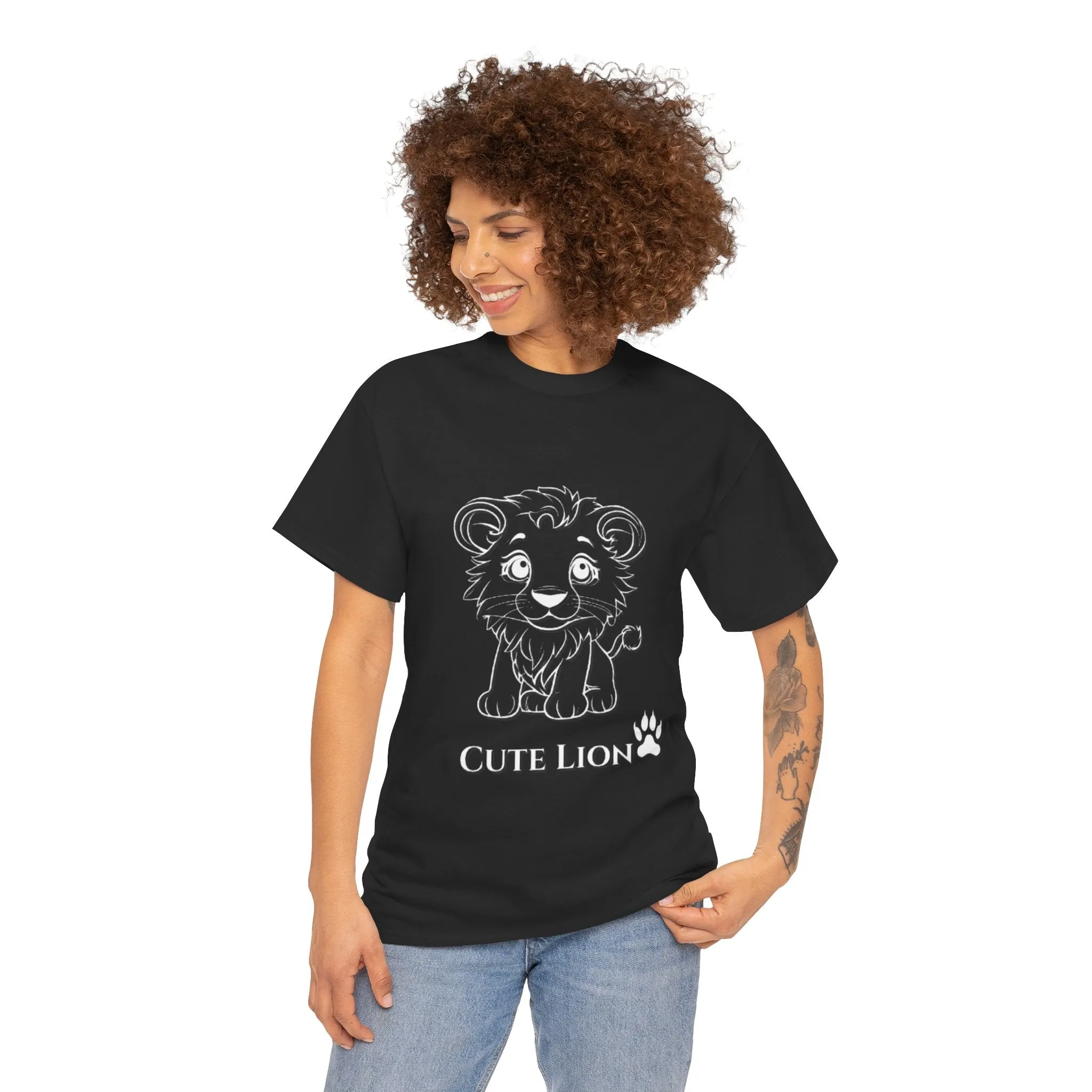 Cute Lion design Unisex Heavy Cotton Tee