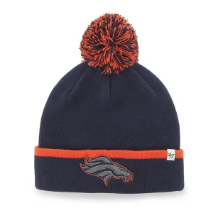 Denver Broncos 47 Brand Navy Orange Baraka Knit Cuffed Poofball Beanie Hat Cap