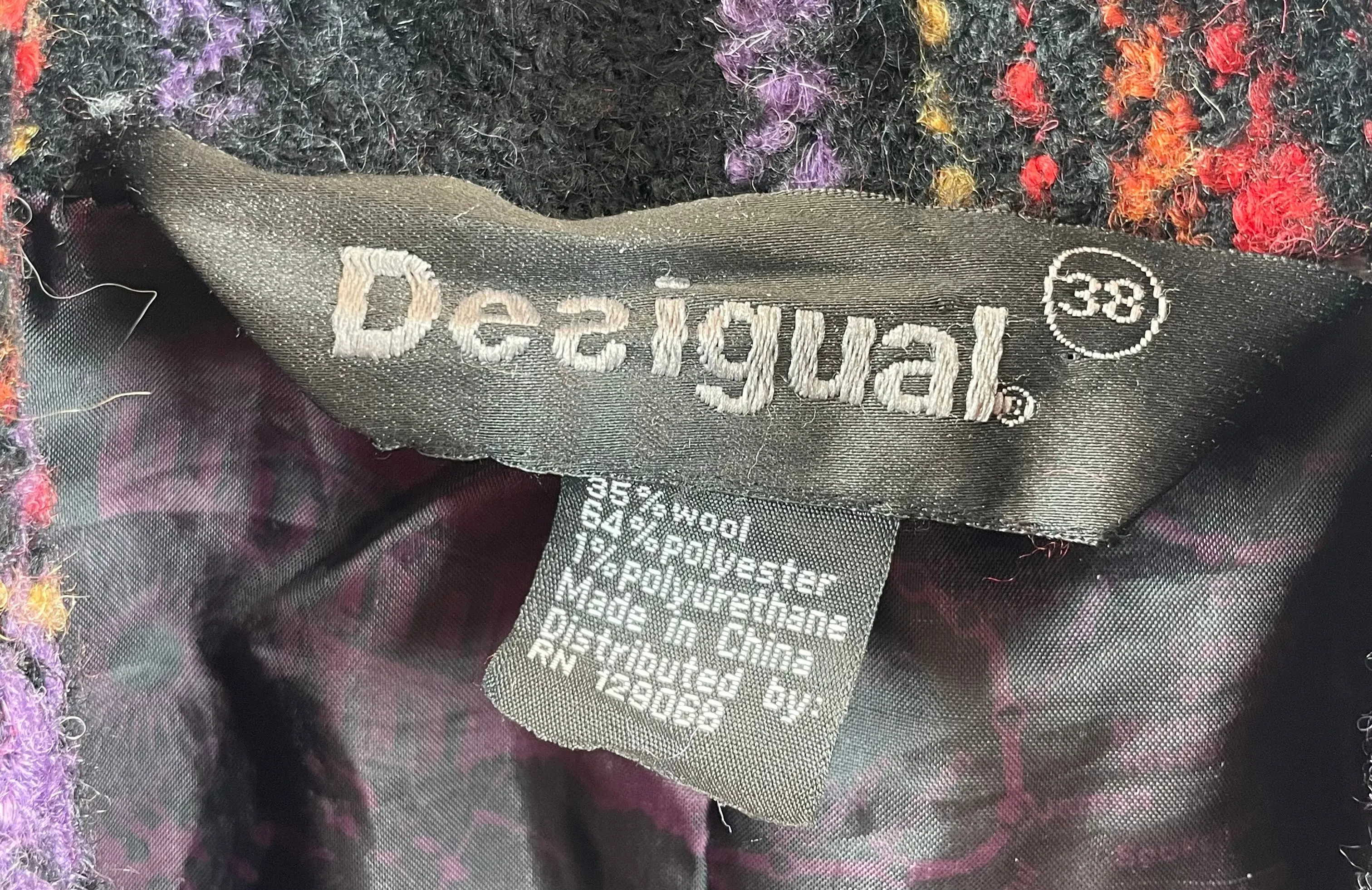 Desigual/Coat/38/Plaid/Wool/RED/RN 129068