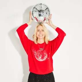 Disco Down Sweatshirt Red & Silver