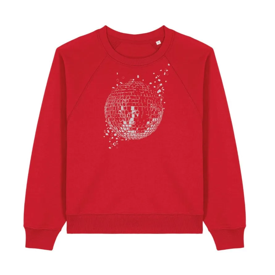 Disco Down Sweatshirt Red & Silver