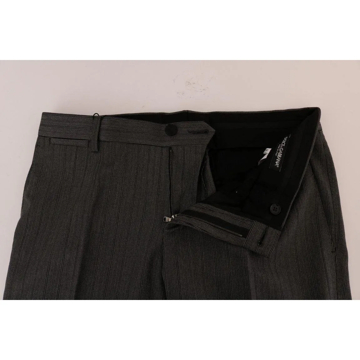 Dolce & Gabbana Elegant Gray Striped Wool Formal Trousers