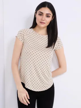 Dot Print Raglan Sleeve T-Shirt