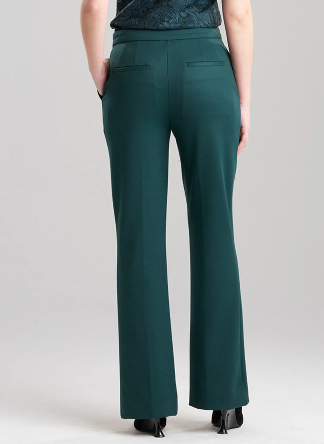 Double Jersey Bottle Green Zip Front Trouser