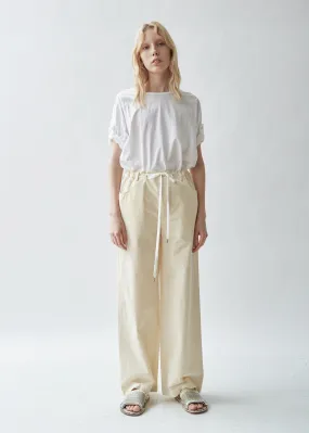 Drawstring Waist Washed Cotton Trousers