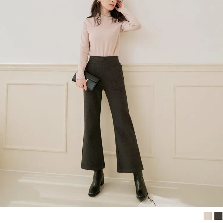 ELASTIC WAIST A-LINE FLARED LONG PANTS