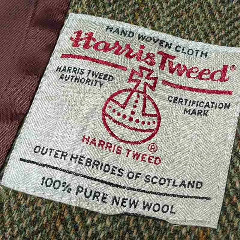 Eliz Scott Harris Tweed Long Coat Green