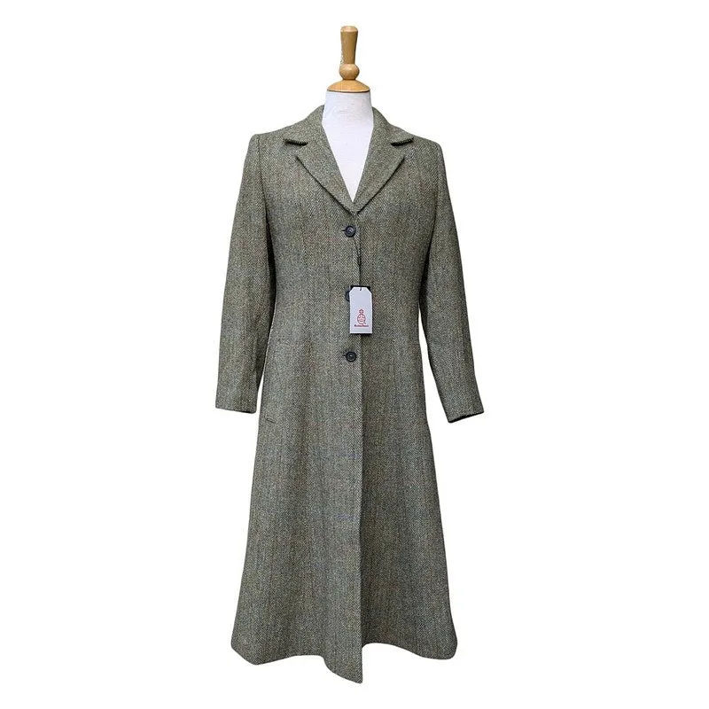 Eliz Scott Harris Tweed Long Coat Green