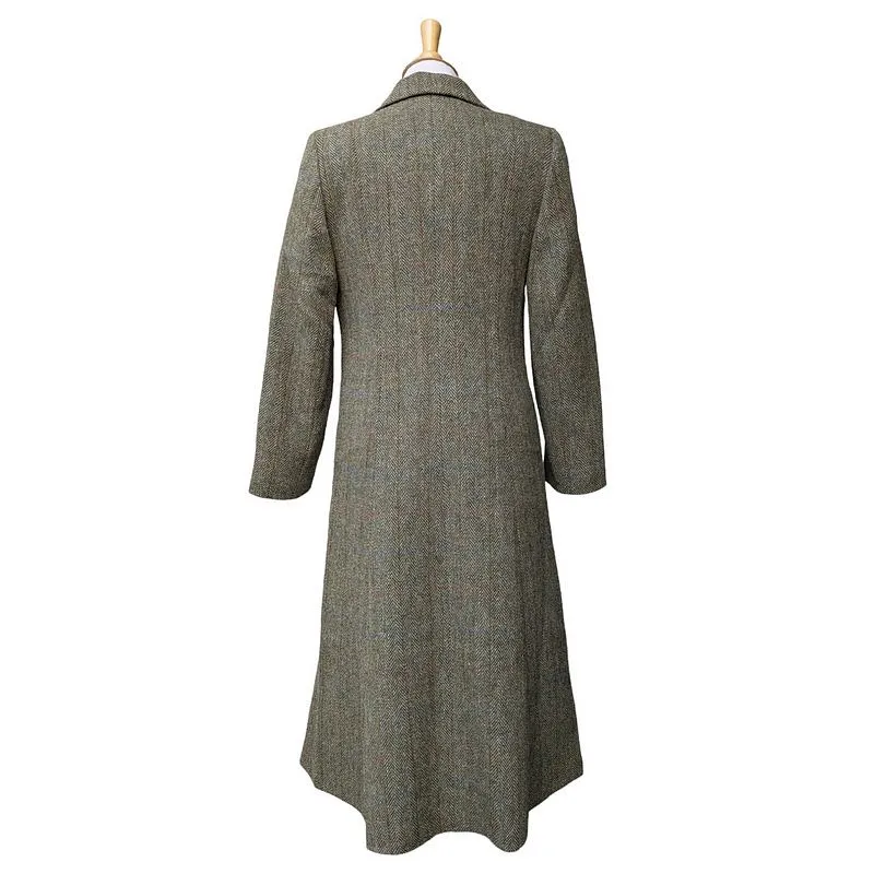 Eliz Scott Harris Tweed Long Coat Green