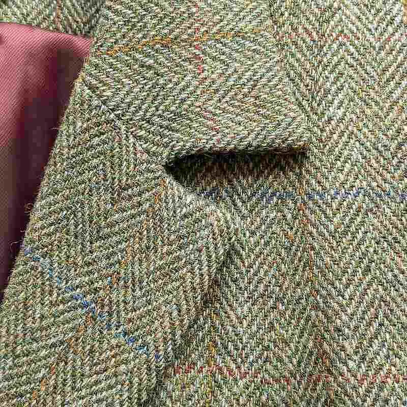 Eliz Scott Harris Tweed Long Coat Green