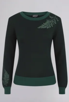 Embroidered Fern Detail Sweater