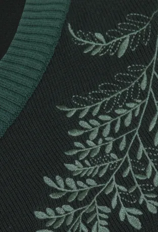 Embroidered Fern Detail Sweater