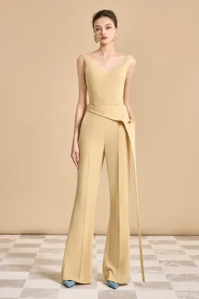 Esteban Flared Extended Flap Polyester Floor Length Pants