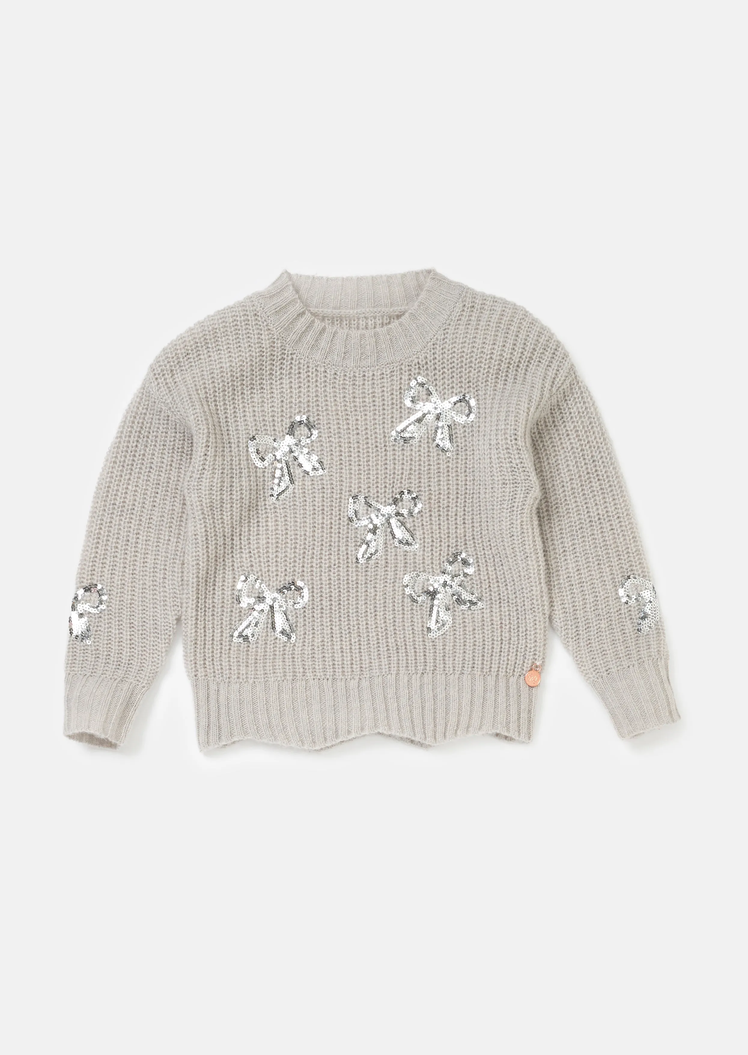 Esther Silver Sequin Bow Jumper