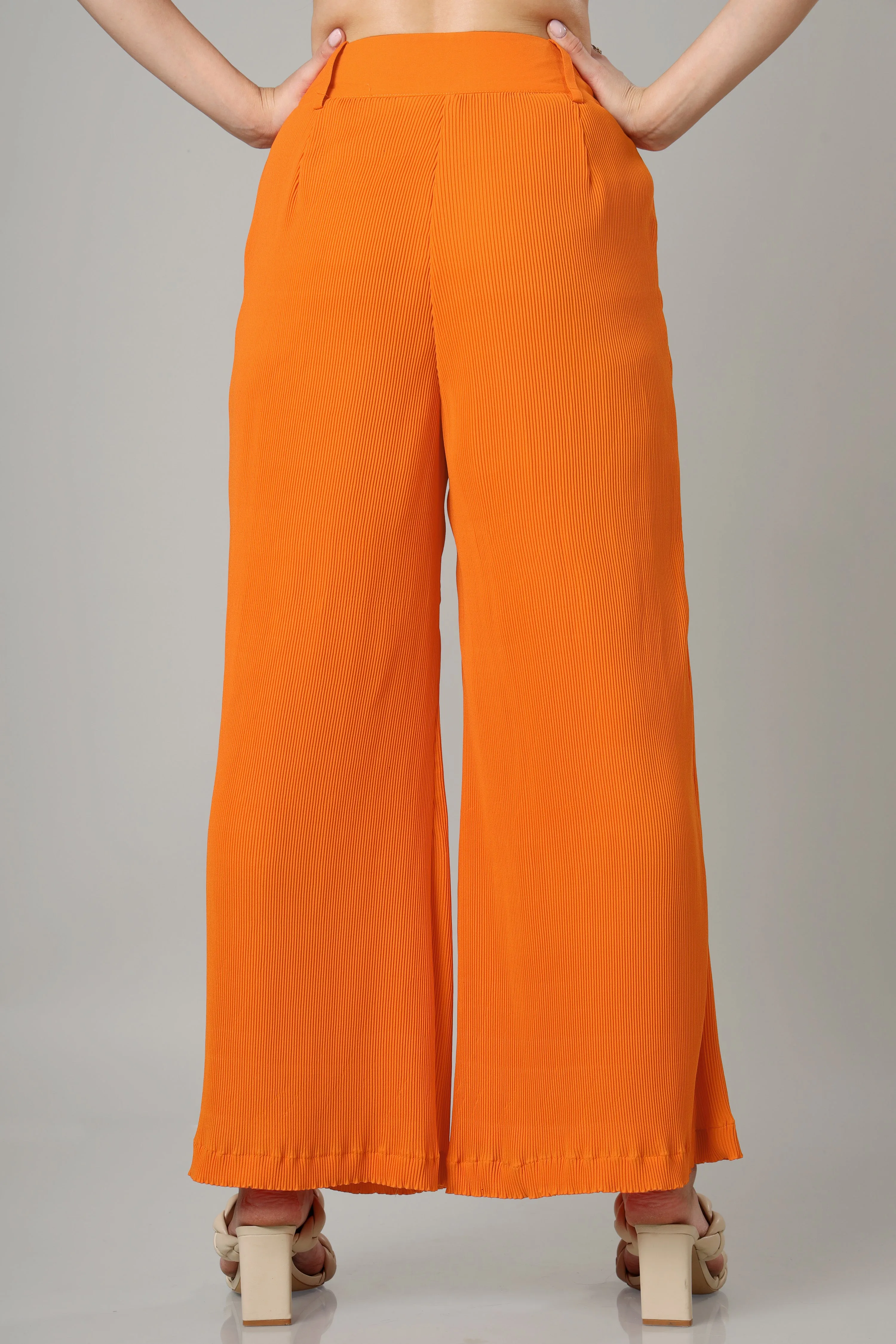 Exclusive Apricot Pleated Ladies Bottom Wear